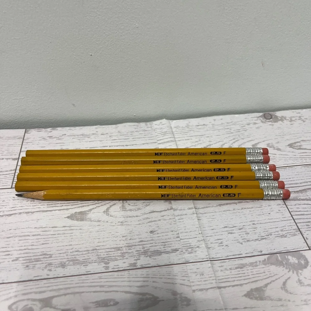Vintage Eberhard Faber American 2.5 F Pencils‎ Yellow Lot of 6 USA Made